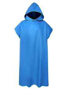 1pc Ultra-Fine Fiber Wearable Bath Towel, Bathrobe, Beach Quick-Dry Bathrobe, Adult Swimming Hooded Absorbent Towel (Actual Item Reference: Image 8, The Worn Effect Is The Same As The Main Image)