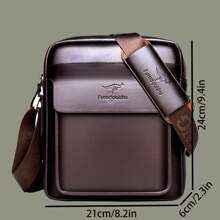 Men's Professional Shiny Leather Messenger Bag, Suitable For Business Travel, Men's Fashion Black Synthetic Leather Crossbody Bag - Adjustable Strap, Multi-Compartment Business Casual Shoulder Bag With Embossed Dinosaur Logo, Suitable For Office Use, Multi-Function Messenger Bag | Men's Fashion Accessory | Metal Zipper Trim Mini Bag Small Bag Purse Small Bag For Men Retro Bag Body Bag For Men Side Bag