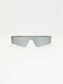 DareSee 1 pieza Gafas de sol de moda de metal pesado con cristales de mujer, estilo vaquera plateada - Perfectas para fiestas, disfraces y regalos, gafas de sol para la calle, accesorios de playa para mujer, gafas de sol básicas y adecuadas para suéter, vaqueros, pantalones de chándal, sudadera, chaqueta, vestido y camisa de manga larga, festivales de música, Y2KFest, vuelta al cole, otoño, Navidad, invierno, regalos de Navidad