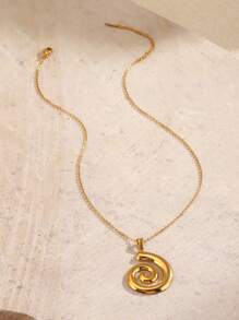 Colar com pingente espiral estilo boêmio de aço inoxidável, 1 peça, para o verão, design elegante para mulheres, uso diário, namoro, férias