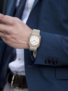1件時尚中性米蘭式錶帶，相容 Series 11、Series 10、Series 9，尺寸 45mm、49mm、38mm、40mm、41mm、42mm、44mm、46mm；奢華星光不鏽鋼磁吸米蘭式網狀錶帶，相容 Ultra/SE/10/9/8/7/6/5/4/3/21 - 星光色 - 查看 5