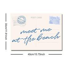 1pc Unframed Meet Me At The Beach Post Card Wall Art Poster Canvas Print Minimalist Summer Coastal Granddaughter Beachy Aesthetic Decor Painting For Apartment,Living Room,Bedroom,Modern Home Decoration