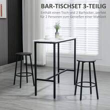 Bartisch mit Barhocker Set, 3-teiliges Bartisch Set, Esstisch mit 2 Barhocker, Essgruppe, Stehtisch, Küchentisch, Stahl, Weiß, Schwarz - Weiss - Übersicht 4