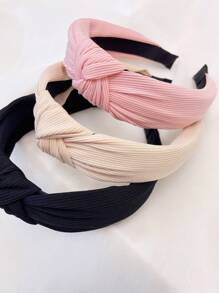 3pcs/Set Women Knotted Simple Solid Color Fabric Headbands, Suitable For Daily Outdoor Use Hairband Hair Hoop