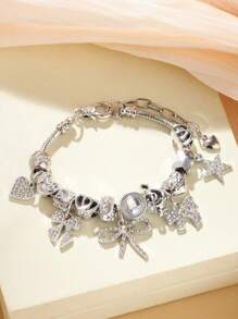 1pc Women's European & American Style Beaded Adjustable Bowknot Bracelet, Women Jewelry Bracelet