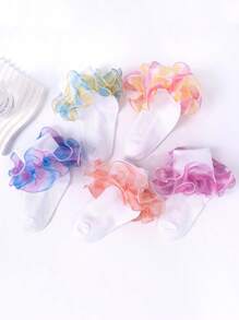 1 Pair Girls Ruffle Lace Trim Socks