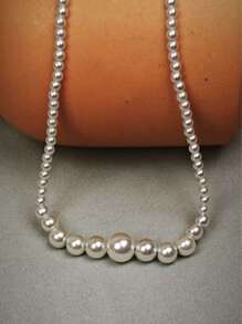 Collana elegante con perle finte sfumate, gioiello classico minimalista, collana choker di moda di lusso, accessori per maglione da donna