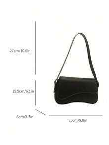 简约纯色单肩翻盖包，经典纹理斜挎包，女士钱包