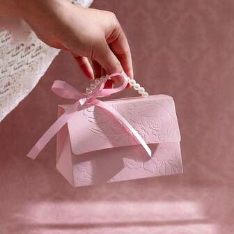 20 sztuk/10 sztuk/1 szt.-sztuczne perłowe pudełko na prezent, prosta torba do pakowania na imprezę, pudełko na prezent z papierem dekoracyjnym z uchwytem perłowym, wykwintne różowe pudełko na prezent na walentynki, pudełko na prezent na festiwal, pudełko na cukierki z nadrukiem wypukłym, mini torby do pakowania papieru