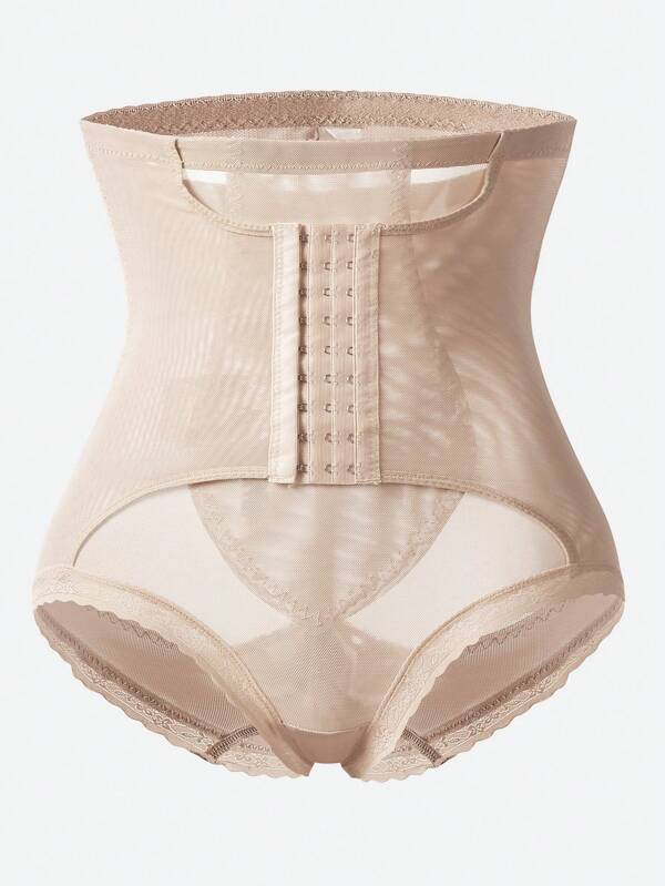 Women Front Closure High Waist Lace Breathable Shaping Shorts, Sexy Butt Lifting Waist Cincher Body Shaper