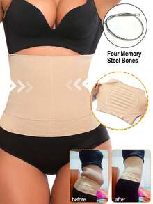 Faja moldeadora de cintura para adelgazar, cinturones reductores y modeladores de abdomen para mujeres, fajas postparto de alta compresión - Beis - Ver 1