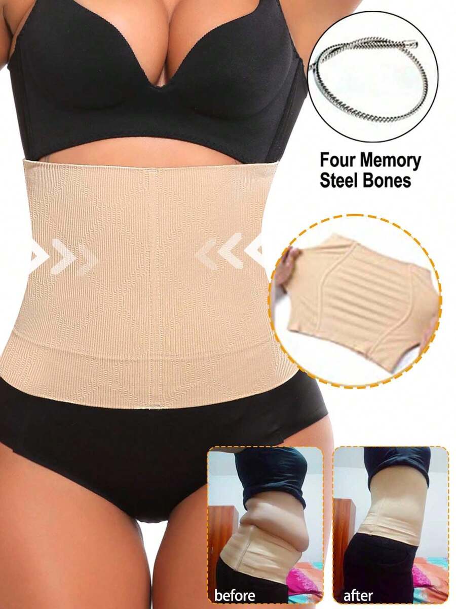 Faja moldeadora de cintura para adelgazar, cinturones reductores y modeladores de abdomen para mujeres, fajas postparto de alta compresión - Beis - Ver 1