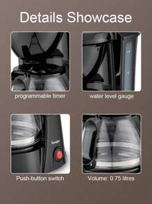 SONIFER Sonifer Tropf-Kaffeemaschine Americano 0,75L Glaskanne 6 Tassen, Warmhaltefunktion, Überhitzungsschutz, Kontrollleuchte, Wasserfenster, 650W