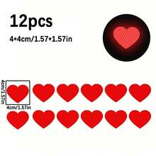 12 Pieces Heartbeat Reflective Stickers For Driving At Night, Bumpers, Motorcycle Helmet Warning Car Stickers, Self Adhesive Vinyl Stickers For Cars, Motorcycles, Helmets - Durable & Waterproof - Red - View 3