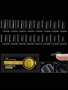 16 Sizes S&M Curved Arch Soft Gel False Nail Tips Full Cover Press On Almond Capsules French Coffin Square 320Pcs Artificial Fake Nails Extension For Women Girls DIY Manicure Supplies - Clear - View 11