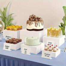 Conjunto de 6/1 peças de suporte para bolo em acrílico branco, suporte para bolo em acrílico de 3 a 8 polegadas, suporte para bandeja de bolo, caixa de armazenamento, adequado para cupcakes e bolos redondos, suporte para exposição branco, fundo oco, suporte elegante para exposição de sobremesas, caixa para exposição de bolos, adequado para festas, casamentos, reuniões, cupcakes, doces, multifuncional, sem necessidade de energia, adequado para férias, praia, coleção de banheiro