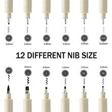 6/9/12pcs Waterproof Needle Tube Art Line Drawing Painting Marker Pens With Soft Head, Suitable For Architectural & Art Projects Back To School