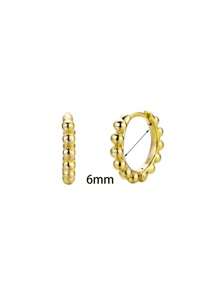 2Pcs Simple Fashion Small Round Bead Hoop Earrings For Women Men Vintage Gold Silver Color Copper Metal Huggie Earrings Female Punk Minimalist Jewelry Accessory