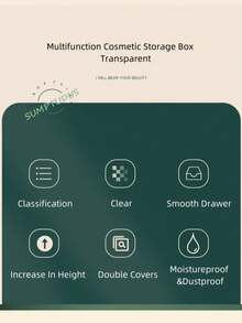 NetHong Cosmetics Storage Box With Lid And Handle Large Makeup Organizer Box Drawers For Skincare Display Cases Countertop, Bathroom - Translucent Green - View 11