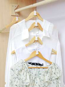 50pcs White Garment Hangers With Connecting Hooks, Heavy Duty Cascade Connector, Space Saving Clothes Rack Extension Clips For Wardrobe Organization - White - View 5