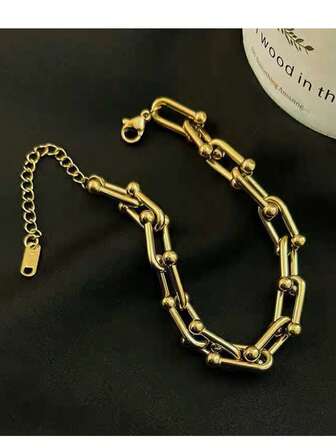 1pc Adjustable U-Shaped Stainless Steel Horse Hoof Chain Bracelet/Necklace For Women
