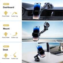 Adjustable Carbon Fiber Car Suction Cup Phone Holder - Stable, Non-Shake Grip, Fit For Various Mobile Phones And Cars, Extendable Arm For Secure Mounting, Phone Holder For Car
