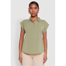 Ruched Cap Sleeve Blouse - Multicolor - View 2