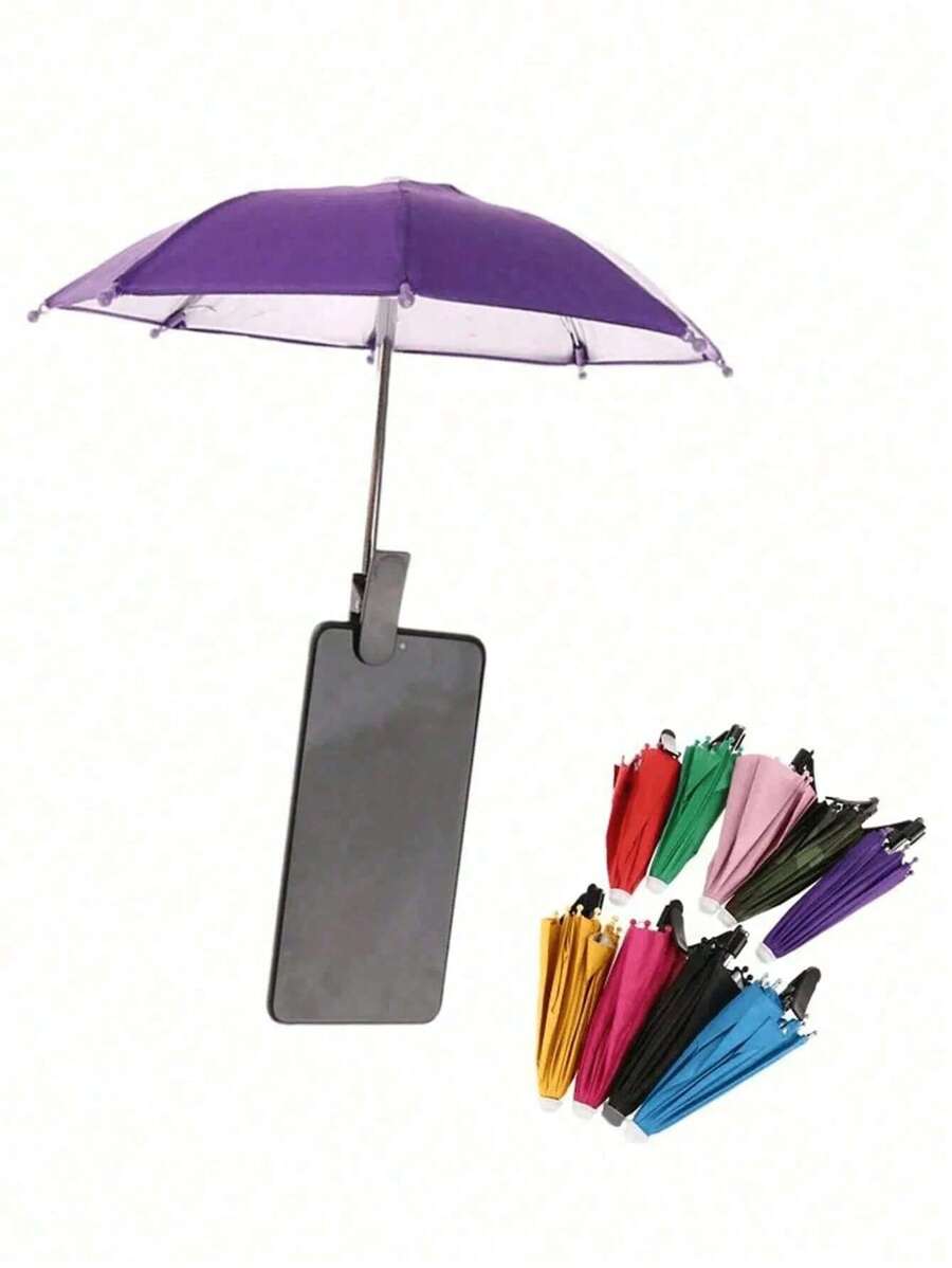 1/2 Stücke Handy-Klemmhalterung Regenschirm, wasserdichter UV-Schutz Sonnenschirm mit Handyhalterung, Mini Anti-UV Regenschirm für leichten Regen, universelle Handy-Sonnenblende, Outdoor Anti-Blendung Handy-Sonnenschutz