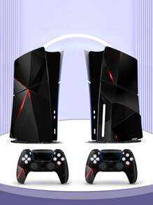 Paquete de 6 pegatinas con diseño negro y rojo para consolas de juego delgadas, versión de disco, anti-polvo y resistente al desgaste