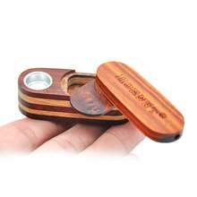 1pc New Dual-Layer Wooden Pipe, Rotating Wooden Mini Pipe, Portable Compact Wooden Pipe, Random Wood Grain Color - Brown - View 2