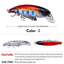 PRO BEROS PROBEROS 1PC Sinking Minnow Fishing Lure Jigging Lure Fish Bait Fishing Gear SwimBait 3D Eyes For Fish