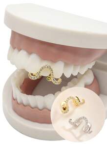 Gold Grills For Your Teeth Grillz For Women Teeth Men Gold Tooth Cap Grillz For Women Golden Tooth Jewelry Mouth Grills Men Hip Hop Outfits Custom Accessory Halloween Party Streetwear Punk Fashion Rap Culture Hip Hop Outfits