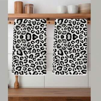 2 Toallas de cocina sexys con estampado de leopardo, toallas para lavar platos, toallas de mano para té de la cocina