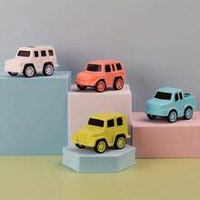 4 szt. konfigurowalnych zabawek terenowych Mini Cartoon Cute, seria małych samochodów w cukierkowych kolorach, losowe 4 kolory, modele zabawek wyścigowych, prezenty na przyjęcie świąteczne, zestaw małych samochodów wyścigowych, zabawne nagrody, konfigurowalne prezenty pamiątkowe, odpowiednie na walentynki, Boże Narodzenie, Święto Dziękczynienia, Halloween jako idealne prezenty na przyjęcie, święta, rocznicę, uroczystość, do użytku domowego