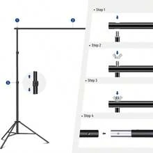 1Set Photo Studio Backdrop Support Kit Includes 2Pcs Background Brackets,Splicing Crossbars,Portable Bag For Carrying Hands,2X2M/2X3M/2.6X2M/2.6X3M/2.8X3M/3X3M High Adjustable Background Stand For Parties, Photoshoot, Photography, Projector Screen, Movie Screen, Wedding, Events Decoration, Balloon ﻿