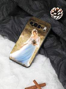 1pc Customized Graphic Black Glass Protective Mobile Phone Case, Suitable For Pixel 9 Pro/9 Pro XL/9A