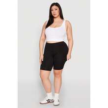 Plus Size Spandex Cargo Biker Shorts - Multicolor - View 1