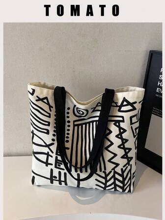 度假休闲风格条纹图案大容量顶部手柄手提包，沙滩包，适合日常使用 - 派对、工作、大学、大学教室、通勤、学校等。适合女性、新手和白领、女孩、大学生、年轻女孩