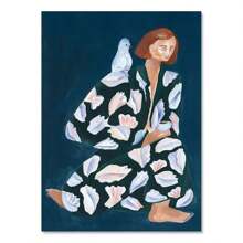 1 peça pôsteres nórdicos abstratos, pequeno cisne, flores, árvores, mulher, arte de parede, pintura em tela para decoração de casa, quarto, moldura opcional