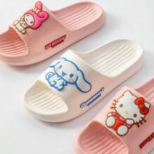 Sanrio 1 Paar Sanrio Hello Kitty & My Melody&Cinnamoroll Damen EVA Badeschlappen - Weich, rutschfest Hausschuhe mit süßem Cartoon Design, Rosa, perfekt für Badezimmer oder Entspannen Zuhause