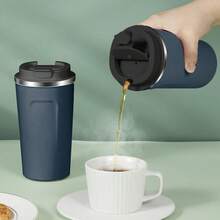 1 Stück 500ML/16,8oz Isolierter Kaffeebecher, Edelstahl Becher mit hohem ästhetischem Wert, tragbar für Bürogebrauch für Männer & Frauen, hält Getränke heiß/kalt