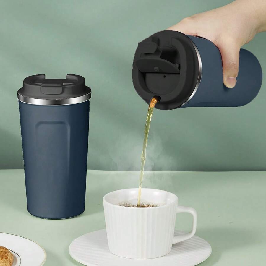 1 Stück 500ML/16,8oz Isolierter Kaffeebecher, Edelstahl Becher mit hohem ästhetischem Wert, tragbar für Bürogebrauch für Männer & Frauen, hält Getränke heiß/kalt