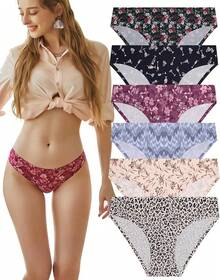 FINETOO 6 Pack Women's Seamless Hipster Underwear No Show Panties Invisibles Briefs Soft Stretch Bikini Underwears XS-XL - 固體 6 - 查看 1