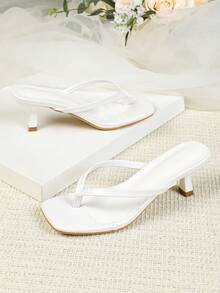 New Women Sexy Leopard Print Kitten Heel Stylish & Versatile High Heel Sandals,Spring Summer Outfits - White - View 4