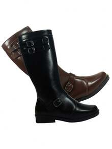 Pópidí Women's Long Shaft Riding Boot With Buckle 09.55J - 黑色 - 查看 7