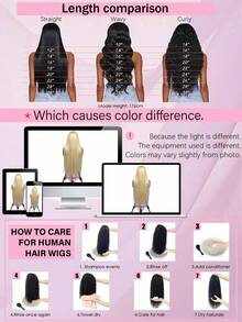 MECRY 36 英寸 200 密度 613 13x4 蕾丝前发假发 人发前发 613 蕾丝前发假发 人发前发金色假发 人发前发直发蕾丝前发假发 人发前发预拔婴儿头发 613 金色假发混合发 - S613 - 查看 12