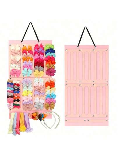 1 PIEZA Organizador de accesorios para el cabello de fieltro, soporte para lazos de pelo de gran capacidad, perchero de almacenamiento de pinzas de pelo para niñas, organizador de accesorios para el cabello de bebé, decoración colgante de pared para habitación de niña y decoraciones para la guardería