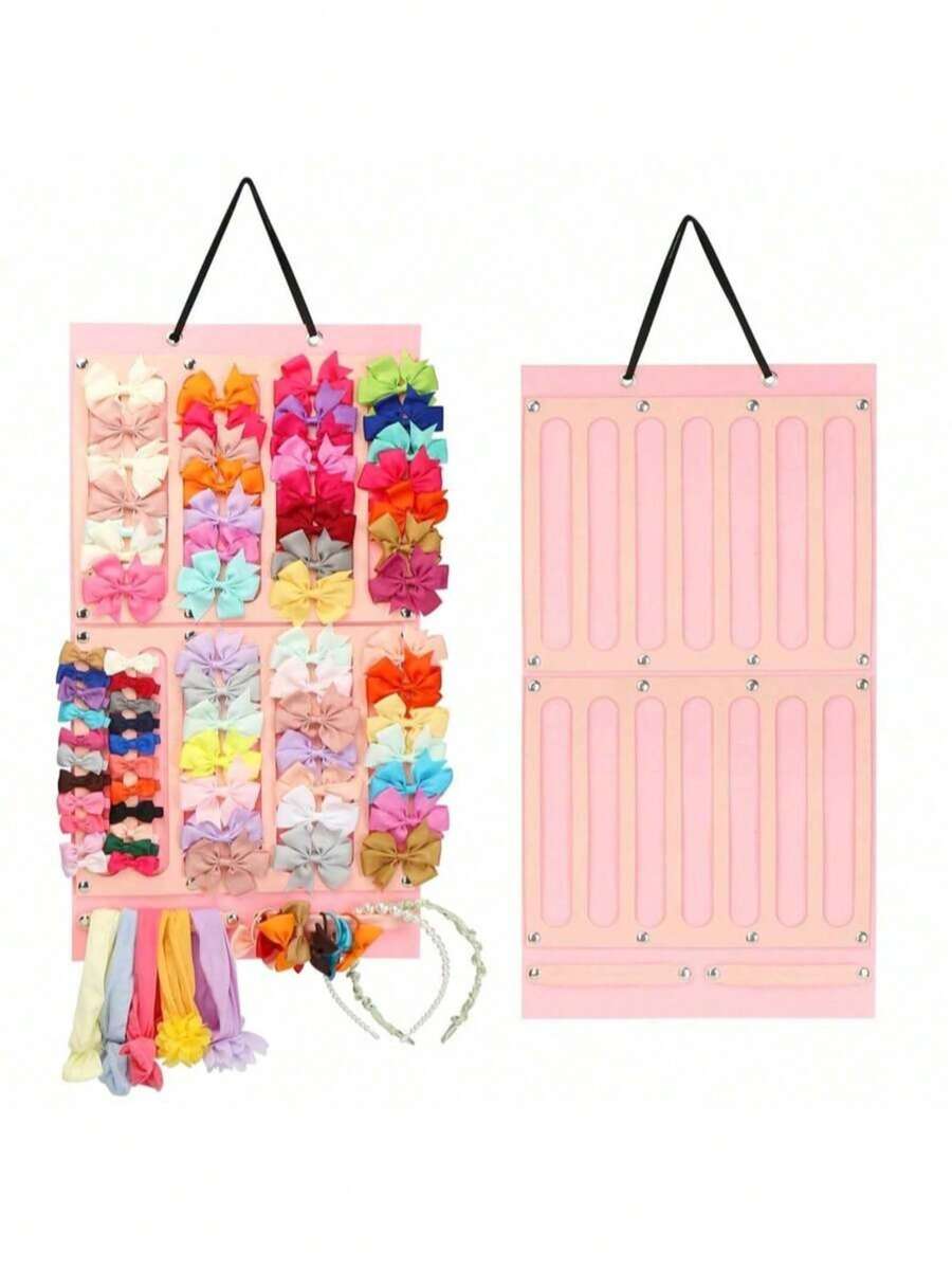 1PC Felt Hair Accessories Organizer,Hair Bows Holder Large Capacity, Hair Clips Storage Hanger For Girls,Baby Hair Accessory Organizer Display Wall Hanging Decor For Girl Room Nursery Decors. - Multicolor - View 1