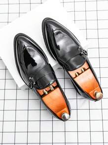 Slip-On Slip-On Glossy Loafers, Solid Black, Casual Leather Shoes With Spiczasty Nosek Dla Mężczyzn. Nadają się na Ślub, Imprezę Lub Nieformalne Okazje, Slip-On Design