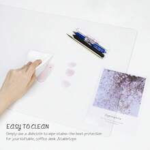 1pc Transparent Desk Pad, 23.6in*15.7in/39.37in*19.69in, Heat-Resistant Waterproof PVC Round Edge Office Desk Protector Mat, Anti-Static Writing Pad - Clear - View 7